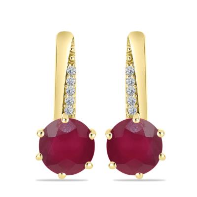 BUY NATURAL INDIAN RUBY GEMSTONE EARRING IN 14K GOLD